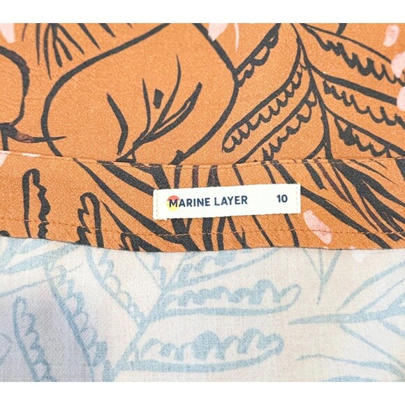 Marine Layer Womens Skirt Brown Ryan Midi Slip Sierra Foliage Tropical Boho 10 - Picture 4 of 10